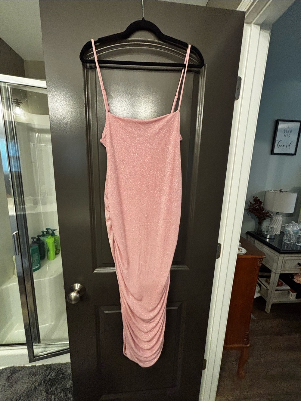 Forever 21 Rose Pink Shimmer Midi Slip Dress
